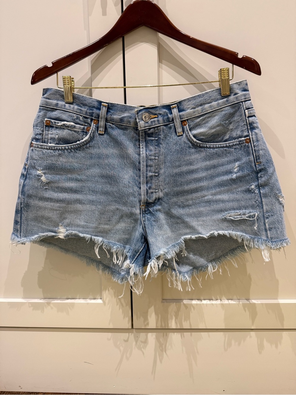 Agolde Parker Distressed Cutoff Denim Shorts